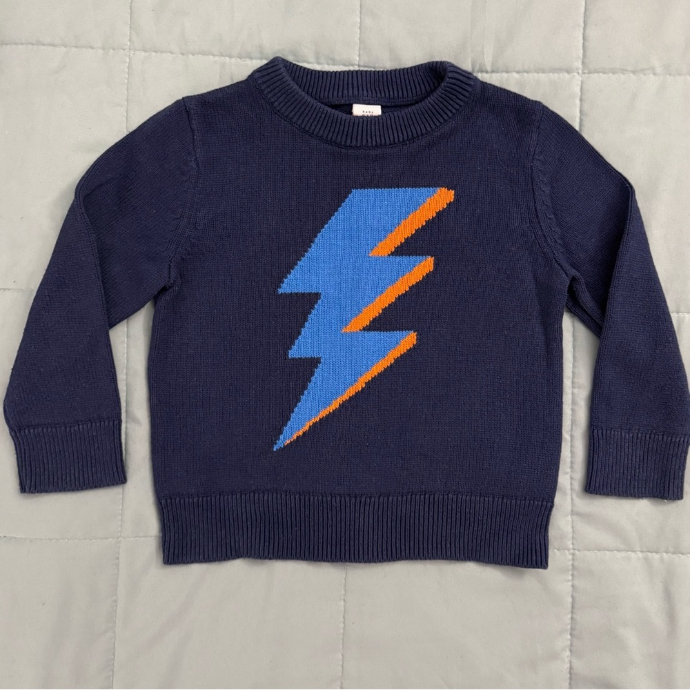GAP Kids Navy Sweater with Blue and Orange Lightning Bolt